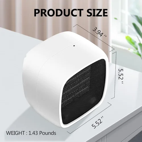 Miniatura 6 de YOUCIDI - Calentador eléctrico de cerámica portátil de 1000 W/800 W, calentador pequeño compacto, se calienta en 2 segundos, seguro y silencioso