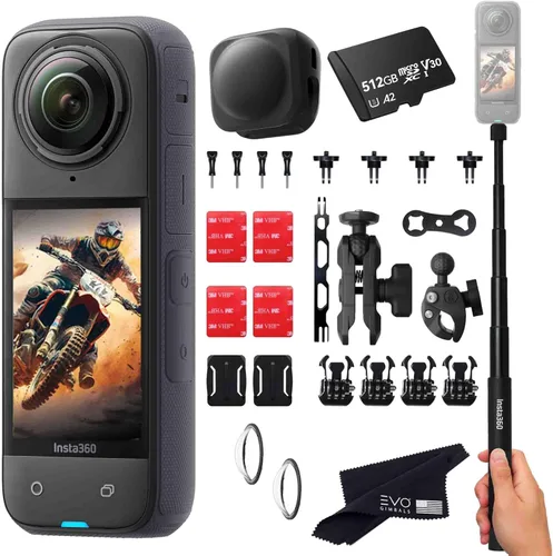 Miniatura 5 de Insta360 X4 Paquete para Motocicleta - Cámara de acción impermeable 360 de 8K con sensores de 1/2 pulgada de 48 MP, video HDR 360 de 8K Incluye