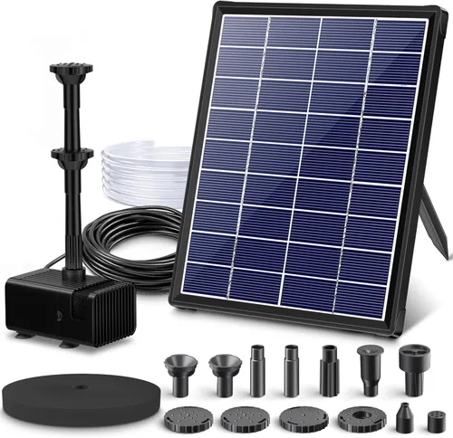 Miniatura 11 de Biling Fuente solar para baño de pájaros, kit de panel solar, bomba de agua solar para exteriores con tubo de 4 pies para baño de colibríes