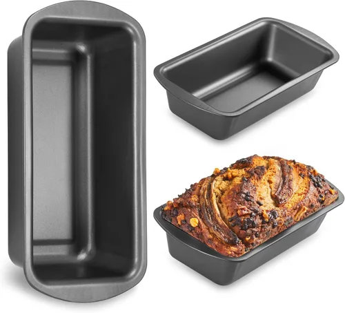 Miniatura 10 de HONGBAKE Paquete de 6 Moldes para Pan de 1 Libra, 8.5 x 4.5 Pulgadas Moldes para Hornear Pan, Molde Antiadherente para Pastel de Carne con Agarres