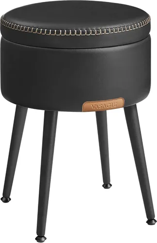 Miniatura 10 de VASAGLE Colección EKHO – Otomana de almacenamiento, taburete para silla de tocador, cuero sintético con costuras, moderno de mediados de siglo
