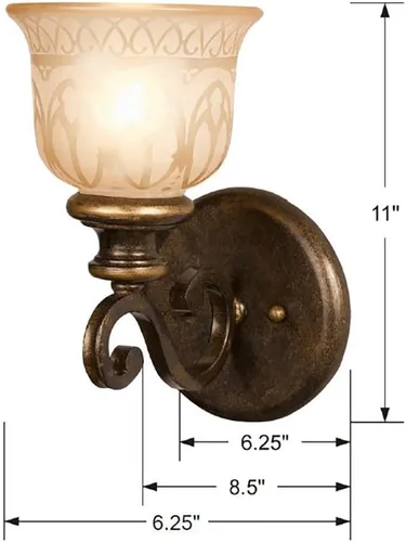 Miniatura 2 de Crystorama Norwalk 1 aplique de bronce claro con pantalla de cristal