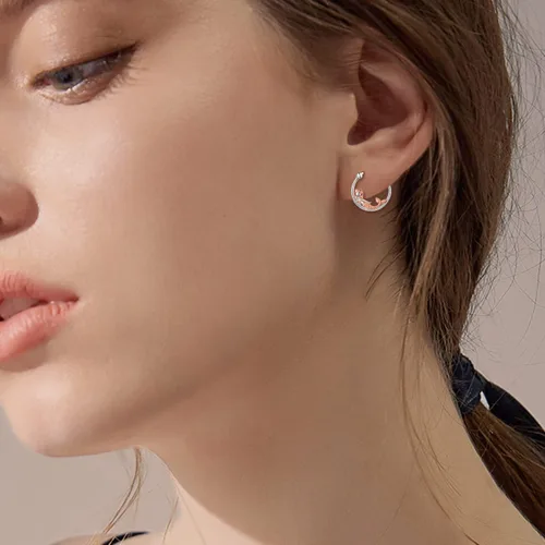 Miniatura 8 de VONALA Bonitos aretes de aro de plata de ley 925, regalos de cumpleaños para mujer