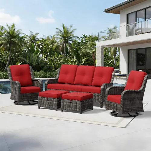 Miniatura 184 de Joyside Juego de sillas de mimbre para patio, juego de 3 piezas de mimbre para exteriores con 2 sillas reposabrazos y 1 mesa auxiliar para terraza