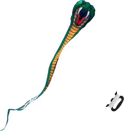 Miniatura 9 de Besra Cometa grande de serpiente cobra de 52 pies, colorida cometa de serpiente de cascabel con colas largas, deportes divertidos al aire libre