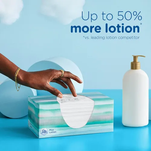 Miniatura 5 de Puffs Plus Loción Facial pañuelos, 3 cajas familiares, 124 pañuelos por caja