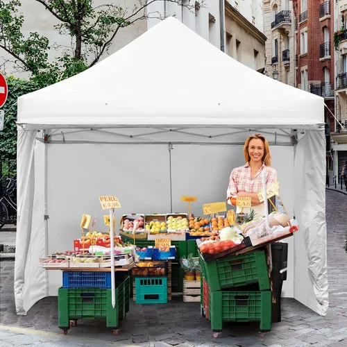Miniatura 11 de Tangkula Tienda de campaña desplegable de 10 x 10 pies, toldo instantáneo comercial con 5 paredes laterales extraíbles con cremallera y toldo