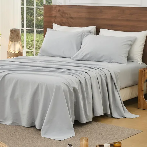 Miniatura 24 de Bedlifes Juego de sábanas de 100 % lino francés tamaño Queen, estampado floral, patrón botánico transpirable, bolsillo profundo de 16 pulgadas, 4