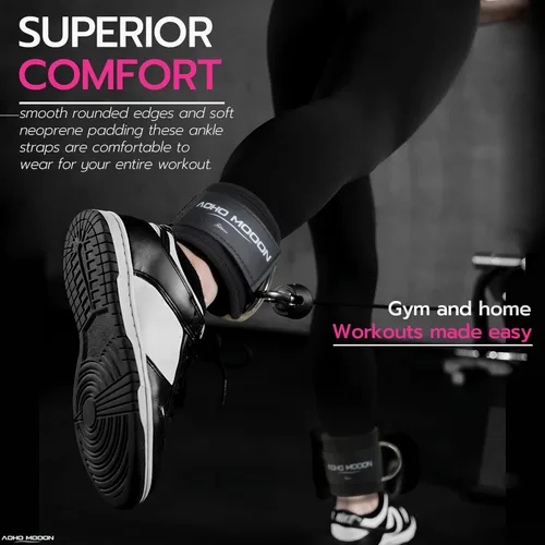 Miniatura 5 de AOHO MOOON - Brazalete de tobillo para máquina de cable, accesorios de gimnasio para mujeres y hombres, puños de tobillo de neopreno para patadas