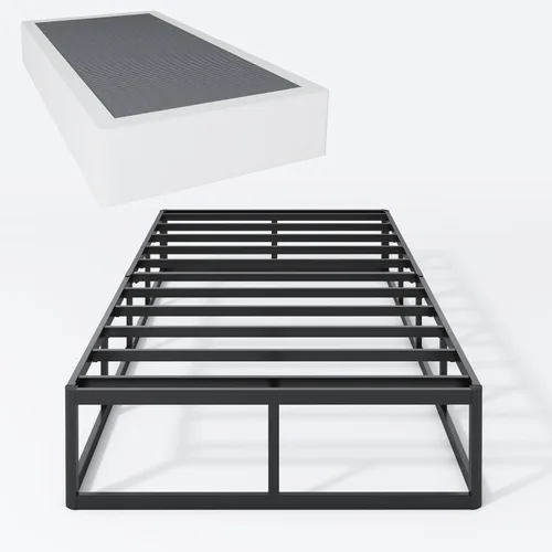 Miniatura 14 de SHLAND Base para somier Queen de 2 pulgadas de perfil bajo, láminas de cama de montaje fácil, estructura metálica resistente, base de apoyo para 2