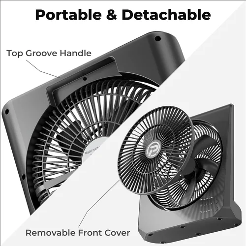 Miniatura 7 de PANERGY Ventilador de batería recargable de 20000 mAh, ventilador de caja cuadrada de 10 pulgadas con tiempo de funcionamiento de 55 horas, 4