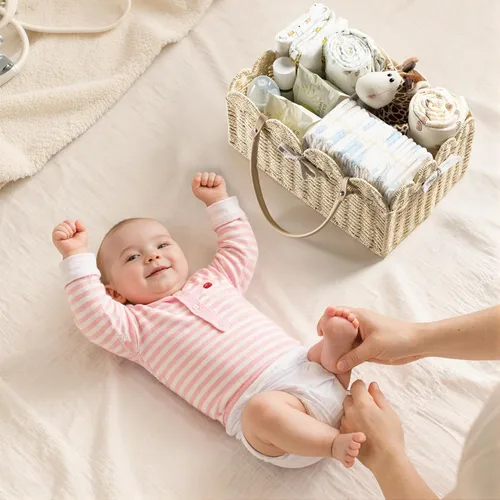 Miniatura 6 de HBlife Organizador grande de pañales para bebé, cestas de almacenamiento de cuerda de papel, contenedor de guardería con divisor extraíble