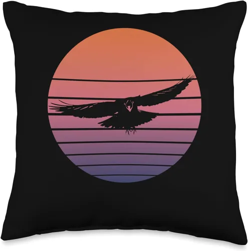 Krähen Raben Vögel Liebhaber Bekleidung Crow Retro Vintage Raven Odin Viking Fans Hugin and Munin Throw Pillow, 16x16, Multicolor