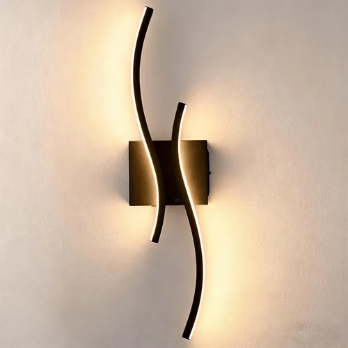 Miniatura 8 de Lámpara de pared con luz LED moderna, minimalista, industrial, de 24" en negro, para espacios pequeños, lámpara de pared con cableado para baño