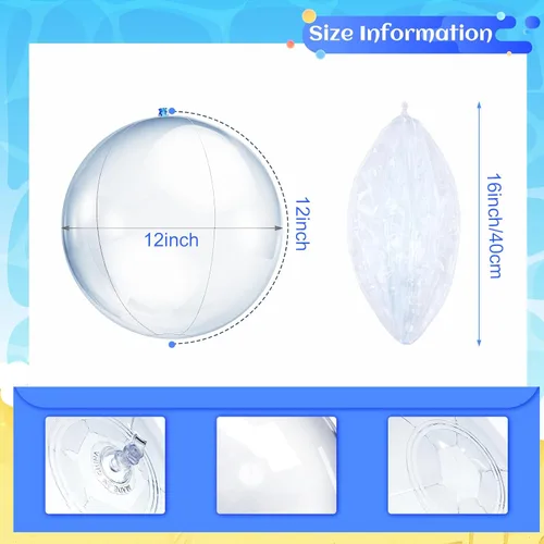 Miniatura 2 de Zhanmai 6 bolas inflables transparentes de playa de 16 pulgadas transparentes para piscina, globos flotantes para decoración de fiestas bajo el mar