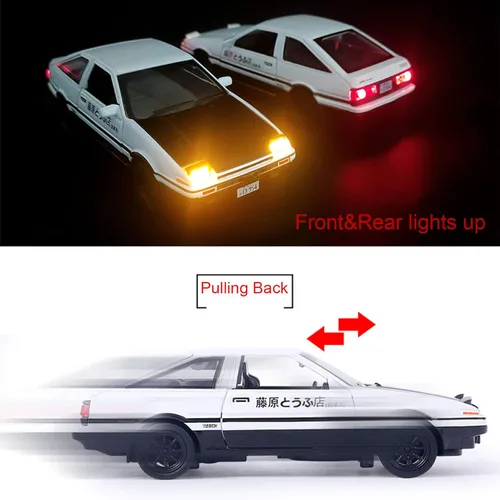 Miniatura 5 de Initial D Trueno AE86 Modelo de Coche de Aleación Fundida a Presión, Juguetes de Coches Deportivos para Niños y Adultos, Vehículos de Juguete
