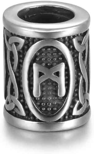 Miniatura 14 de 5 cuentas vikingas de acero inoxidable, cuentas espaciadoras de metal, cuentas espaciadoras de agujero grande, cuentas de tubo de plata antigua