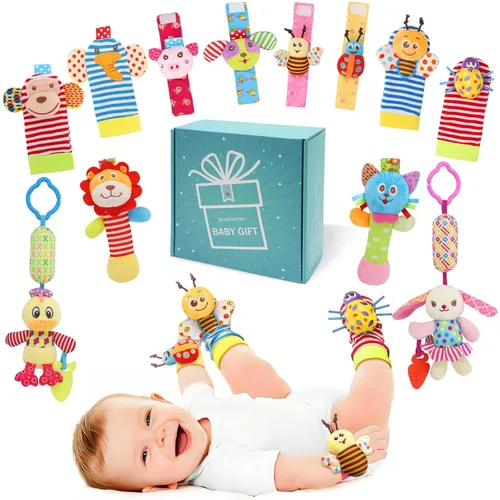 Sonajeros y calcetines para bebés - Juguetes de sonajero de muñeca y tobillo, sonajero colgante, regalo de actividad para bebés (12 B)