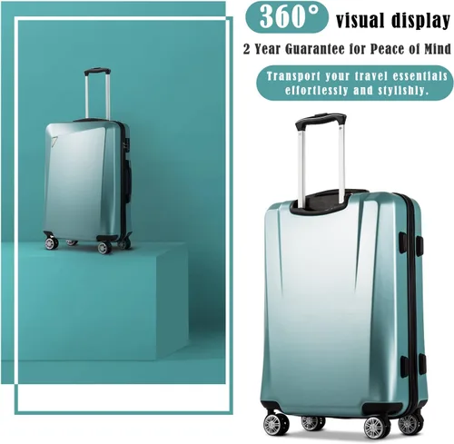 Miniatura 2 de Coolife Equipaje 3 piezas Sets PC+ABS Spinner Maleta 20 pulgadas 24 pulgadas 28 pulgadas, azul hielo nuevo