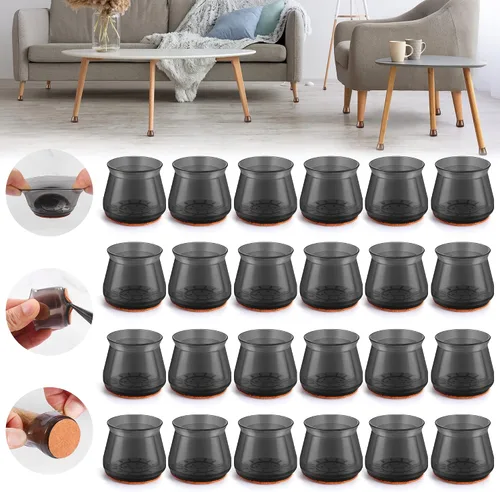 Miniatura 37 de 24 piezas de protectores de piso de silicona extra pequeños para patas de silla para pisos de madera dura, fundas engrosadas de goma para patas