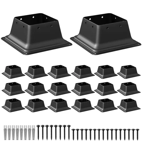 Miniatura 12 de SPACEEUP Base de poste de 4 x 4, tamaño interno de 3.6 x 3.6 pulgadas, soporte de poste de acero resistente, apto para anclaje de poste de madera
