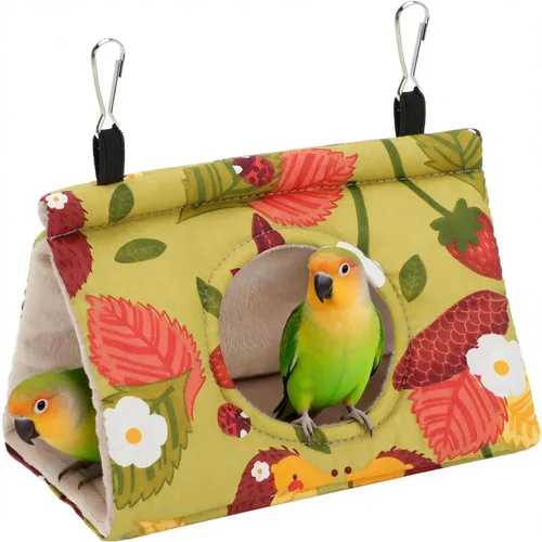 Miniatura 19 de Rypet Casa de nido de pájaros cálida para invierno, hamaca colgante de terciopelo, jaula de felpa mullida para pájaros escondidos, cama para dormir