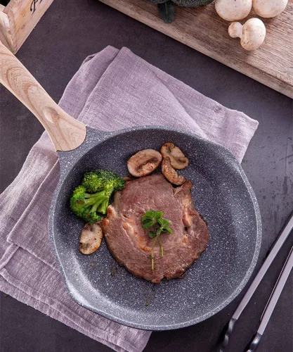 Miniatura 2 de JEETEE Sartén antiadherente de 11 pulgadas con revestimiento de piedra, utensilio de cocina antiadherente para tortilla con mango resistente al Gris