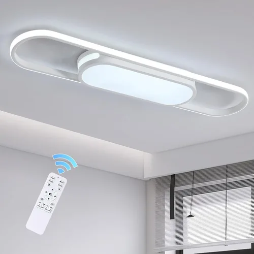 Miniatura 11 de Qcyuui Luces LED de Techo Regulables 46.4'' Accesorios de Iluminación para Cocina de Techo Negro Empotrado con Control Remoto Luz de Techo Lineal