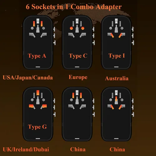 Miniatura 2 de Convertidor de voltaje de 220 V a 110 V, convertidores de viaje de Estados Unidos a Europa, adaptador de corriente de viaje internacional universal