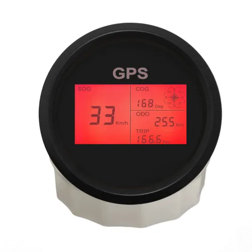 Miniatura 5 de ELING Velocímetro y odómetro digital universal con GPS, 7 luces de fondo, 3 3/8 pulgadas (85 mm) para auto o vehículo marino Negro+Negro