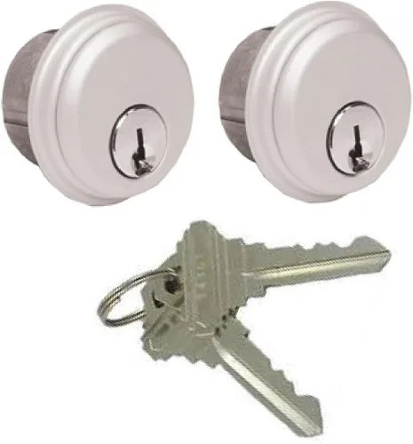 Miniatura 3 de Cerraduras de cilindro, cerradura de puerta comercial, estilo Adams Rite, resistente, 2 llaves (doble cilindro, aluminio plateado, paquete de 4)