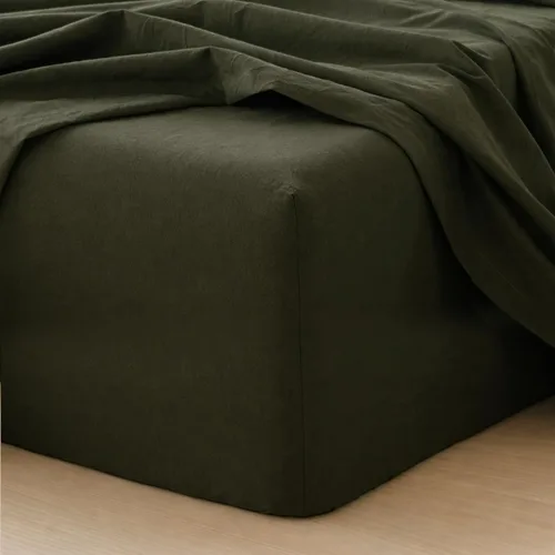Miniatura 38 de MooMee Sábana bajera ajustable de solo 100% algodón lavado con textura parecida al lino, transpirable, duradera, suave, cómoda, bolsillo profundo