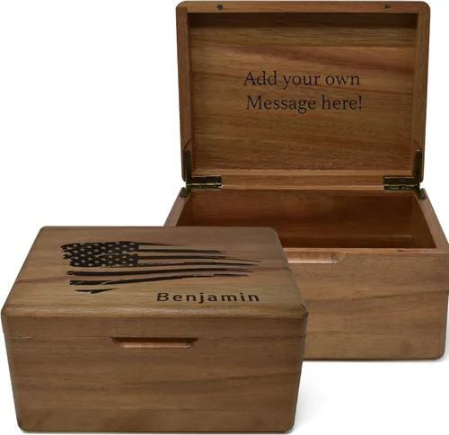 Miniatura 77 de Caja de madera grabada personalizada grande – Caja de recuerdo de madera de acacia con mensaje oculto personalizado, cajas de memoria de nogal