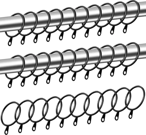 Miniatura 11 de Shappy Paquete de 40 anillos de metal para cortinero con ojales de diámetro interno de 0.98 pulgadas, se adapta a cortineros de hasta 0.7 pulgadas