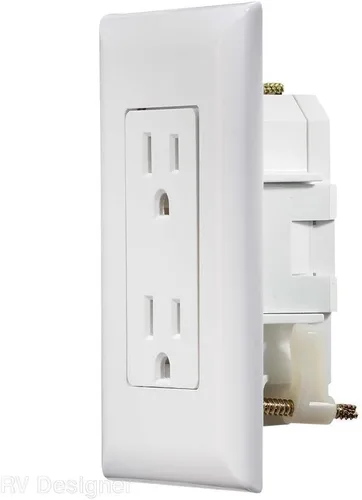Miniatura 2 de RV Designer AC Toma Corriente Dual Autocontenida con Placa de Cubierta S811 - Receptáculo de Salida de Energía de 15 Amperios 125 VCA para RVs