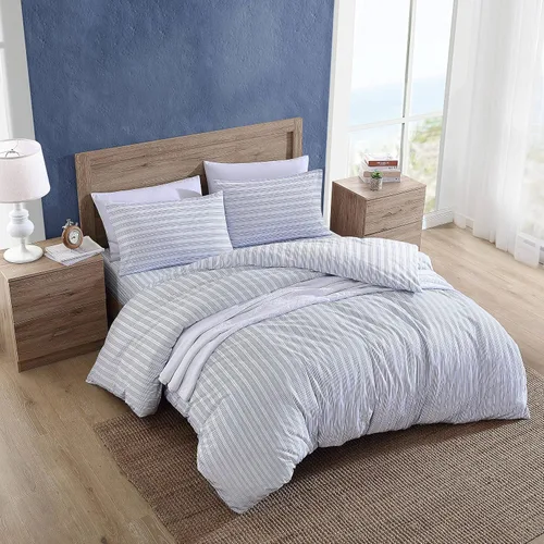 Miniatura 2 de Nautica - Funda de edredón tamaño individual, ropa de cama reversible de algodón con cierre de botón, decoración casual del hogar para todas