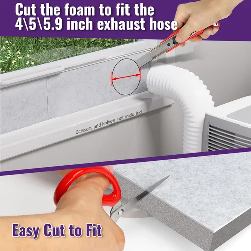 Miniatura 8 de Mxclimate Paneles de espuma aislados para kit de ventilación portátil de ventana de CA, paneles de sellado de aislamiento de aire acondicionado