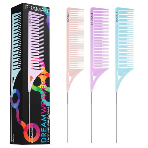 FRAMAR Dreamweaver Juego de Peines para Mechas - Peine Profesional para Mechas con Punta Separadora, Peine de Tinte para el Cabello, Peines de Papel
