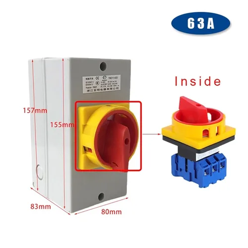 Miniatura 2 de YMD11-63D ON-Off Two Positions Isolator Disconnect Switch 63A 3P Padlock Cam Changeover with IP65 Waterproof Box Enclosure (Color : White Base 3P)