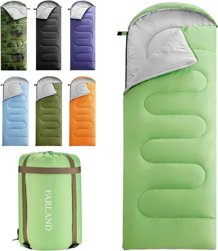Miniatura 15 de FARLAND Sacos de dormir de 30 ℉ para adultos, adolescentes y niños con saco de compresión portátil y ligero para campamento de 3 a 4 estaciones