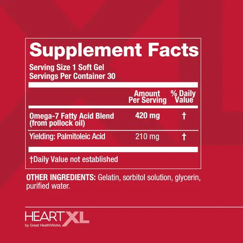 Miniatura 6 de HeartXL Omega-7 Blend Apoyo a la salud cardiovascular - Promueve el metabolismo saludable - Suplemento de salud cardíaca sin gluten - 30 geles suaves
