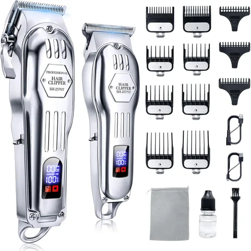 Cortadora de pelo profesional inalámbrica para hombres, juego de recortadoras y cortapelos de peluquería para corte de pelo, kit de recortadora de