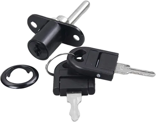 Miniatura 7 de Cerradura de émbolo resistente para protección segura de gabinetes y cajones, 0.630 in, color negro, espacio entre agujeros de 1.260 in