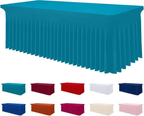 Miniatura 41 de Smiry Mantel de Spandex, Mantel Elástico Ajustable Extensible para Mesas Rectangulares de 6 Pies, Falda Cubierta de Mesa Impermeable y Lavable