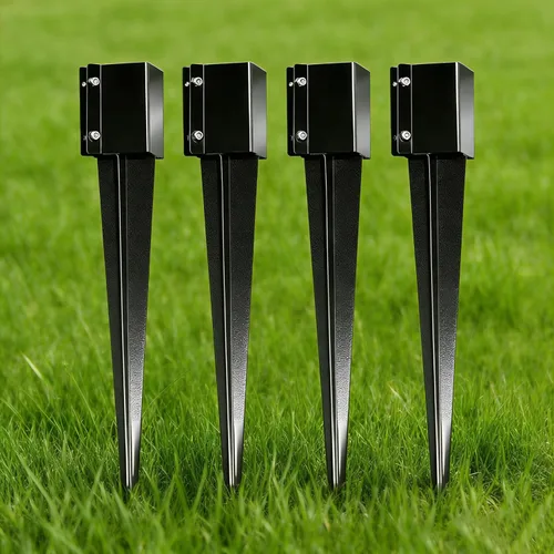 Miniatura 6 de Paquete de 4 postes de 36 pulgadas de anclaje de poste de metal negro con recubrimiento en polvo de 36 x 4 x 4 pulgadas de diámetro exterior