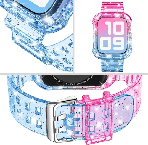 Miniatura 3 de DABAOZA - Correa compatible con Apple Watch de 49 mm, 46 mm, 45 mm, 44 mm, 42 mm, 41 mm, 40 mm, 38 mm, con protector, correa de TPU brillante