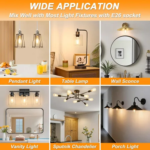 Miniatura 5 de Ascher – Bombillas LED Edison vintage, 6 W, equivalentes a 60 W de bombillas incandescentes, no regulables, luz blanca cálida 2700K, bombillas
