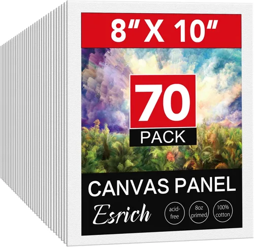 Miniatura 20 de ESRICH Lienzos para pintar de 8 x 10 pulgadas, paquete de 14 tableros de lienzo en blanco a granel, lienzo de algodón para pintura al óleo, acrílico
