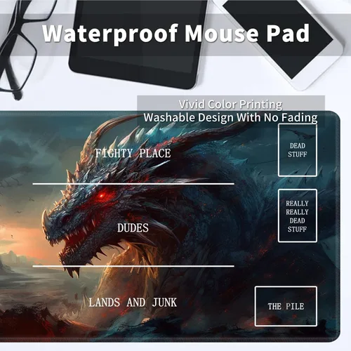 Miniatura 7 de Tapete de juego de cartas de dragón, tapete de juego MTG y alfombrilla de mouse de 24 x 14 pulgadas, tapete de juego con borde cosido para Magic The