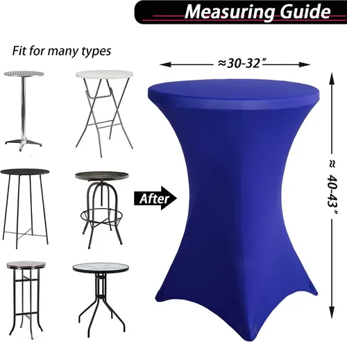 Miniatura 4 de Mantel para mesa de cóctel, paquete de 2 manteles de cóctel ajustables de elastano, manteles redondos elásticos para bar, boda, fiesta, banquete